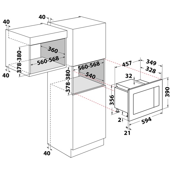 Dimarson DM-D70H20ESP-XTA bepíthető mikrohullámú sütő