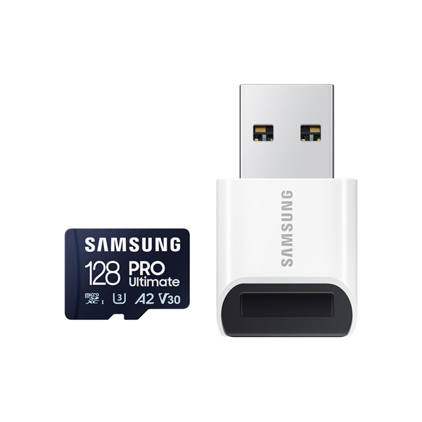 Samsung 128GB microSDXC Pro Ultimate Class10 U3 A2 V30 + Reader Memóriakártya Samsung 128GB microSDXC Pro Ultimate Class10 U3 A2 V30 + Reader Memóriakártya
