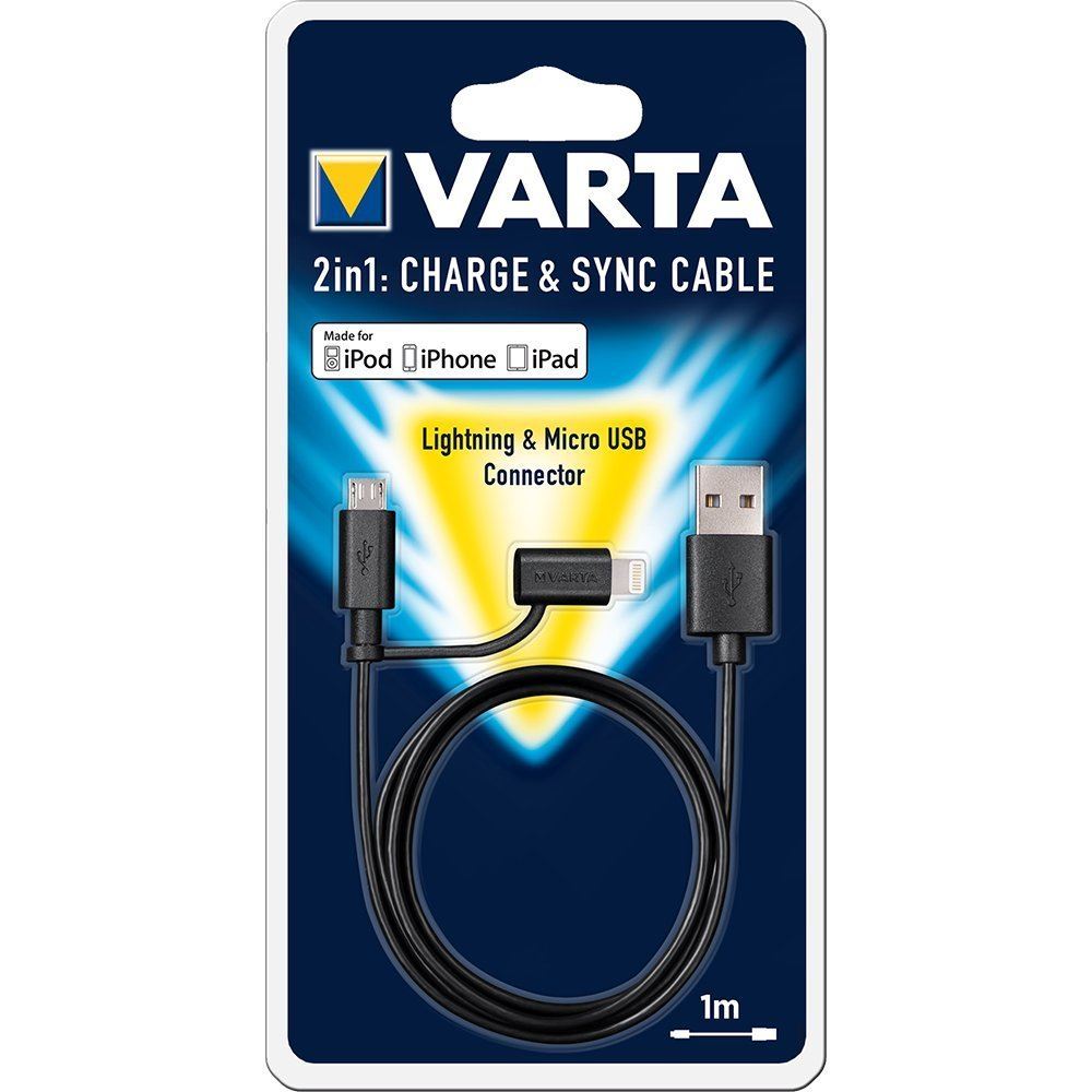 Varta 2 in 1 USB --> Lightning / Micro USB kábel 1 m (57943101401) Varta 2 in 1 USB --> Lightning / Micro USB kábel 1 m (57943101401)