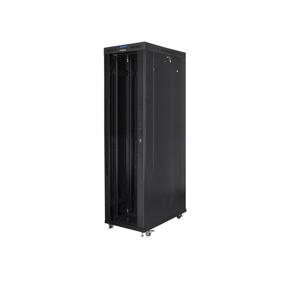 Lanberg 19" szabadon álló rack szekrény 47U/800X1200 üvegajtó  lapraszerelt LCD kijelző Fekete V2