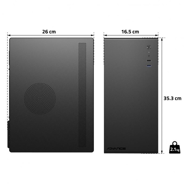 Advance OPTIMA Black MicroATX, USB2.0+USB3.0 Számítógépház  Fekete 