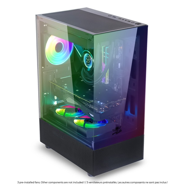 Spirit of Gamer SPECTRA Black fekete ablakos 3x12cm ventilátor ATX Számítógépház Spirit of Gamer SPECTRA Black fekete ablakos 3x12cm ventilátor ATX Számítógépház