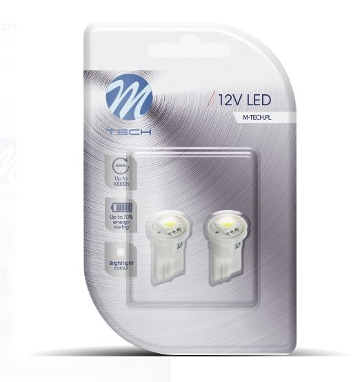 M-Tech T10 LED 1x5050 SMD fehér színű, pár (72LB040W)