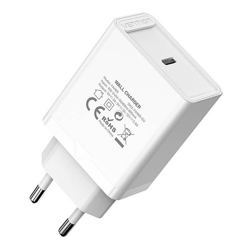 Vention FAIW0-EU USB-C 30W Hálózati töltő Fehér