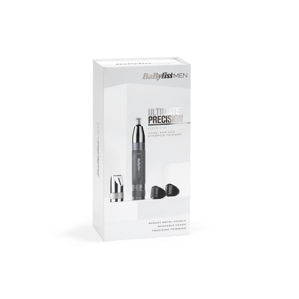 BaByliss E116E Super X-Metal Series Orr- és fülszőrzetnyíró szemöldök trimmerrel Szürke-ezüst