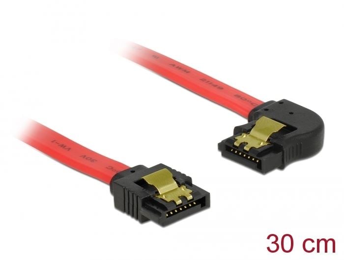 Delock SATA 6 Gb/s kábel egyenes - balra 90 fok 30 cm (83963)