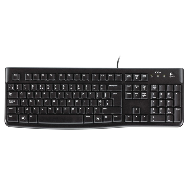 Logitech K120 ergonómikus pc billentyűzet magyar, fekete (920-002491)