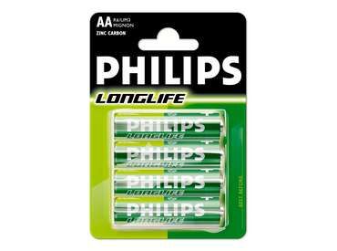 Philips 1.5V AA Ceruza elem LongLife 4db (R6L4B/10) Philips 1.5V AA Ceruza elem LongLife 4db (R6L4B/10)