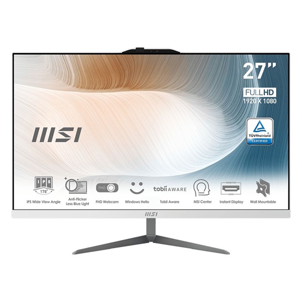 MSI Modern AM272P 12M-1093XEU-W51235U16GS50XXANA 27"FHD/Core i5-1235U/16GB/500GB/fehér All-in-One asztali számítógép