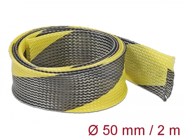 Delock Fonott kábelharisnya nyújtható 2 m x 50 mm fekete-sárga (20757)