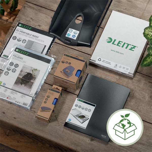 Gyorsfűző, A4, karton, LEITZ "Recycle", fekete
