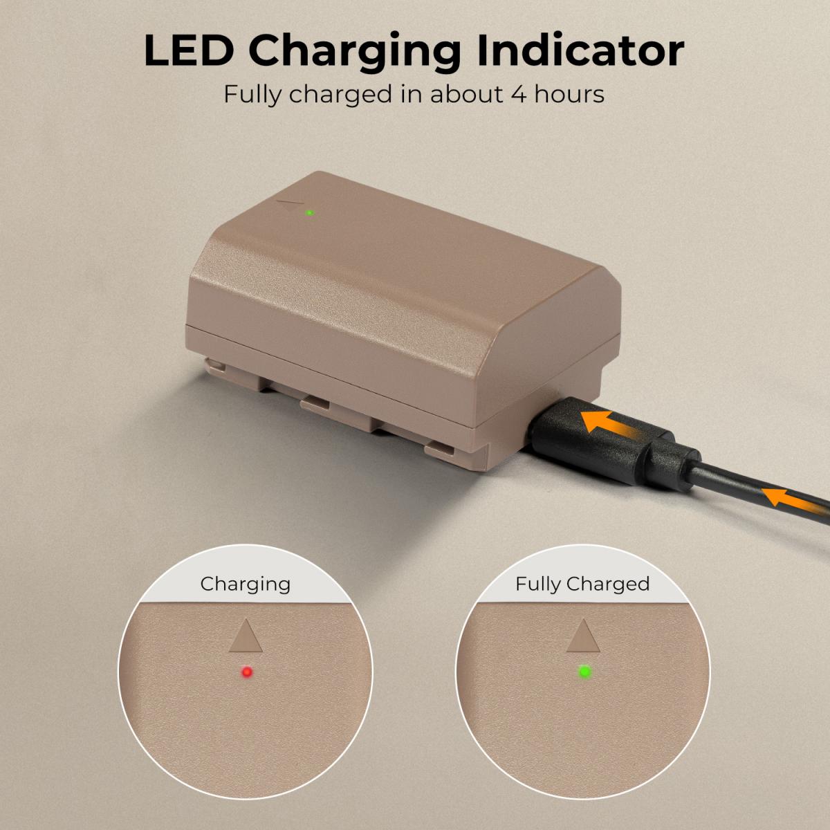 K&F Concept NP-FZ100 akkumulátor 2280mAh, USB-C csatlakozóval