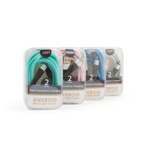 Delight 55439A ADATKÁBEL, MICROUSB, SZILIKON BEVONAT 4 SZÍN 2M Delight 55439A ADATKÁBEL, MICROUSB, SZILIKON BEVONAT 4 SZÍN 2M