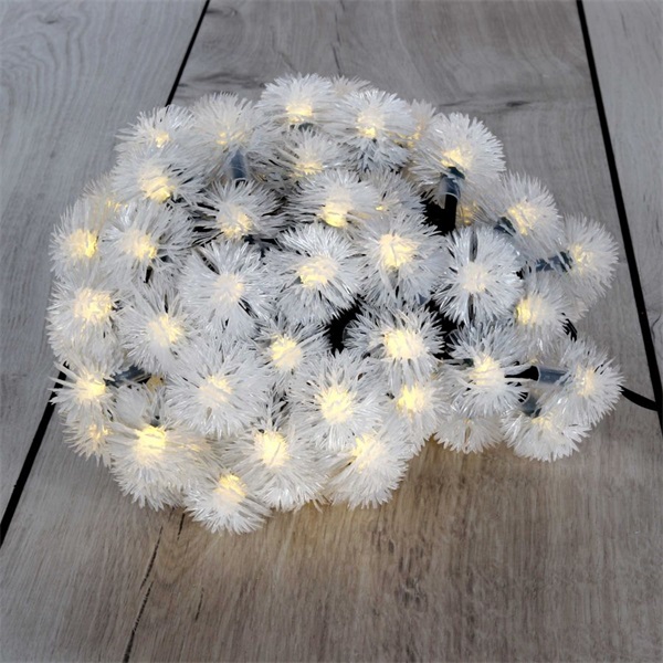 IRIS Zúzmara alakú 3cm/12m/IPX3 szabványos/meleg fehér/100db LED-es/napelemes fénydekoráció  (315-07)