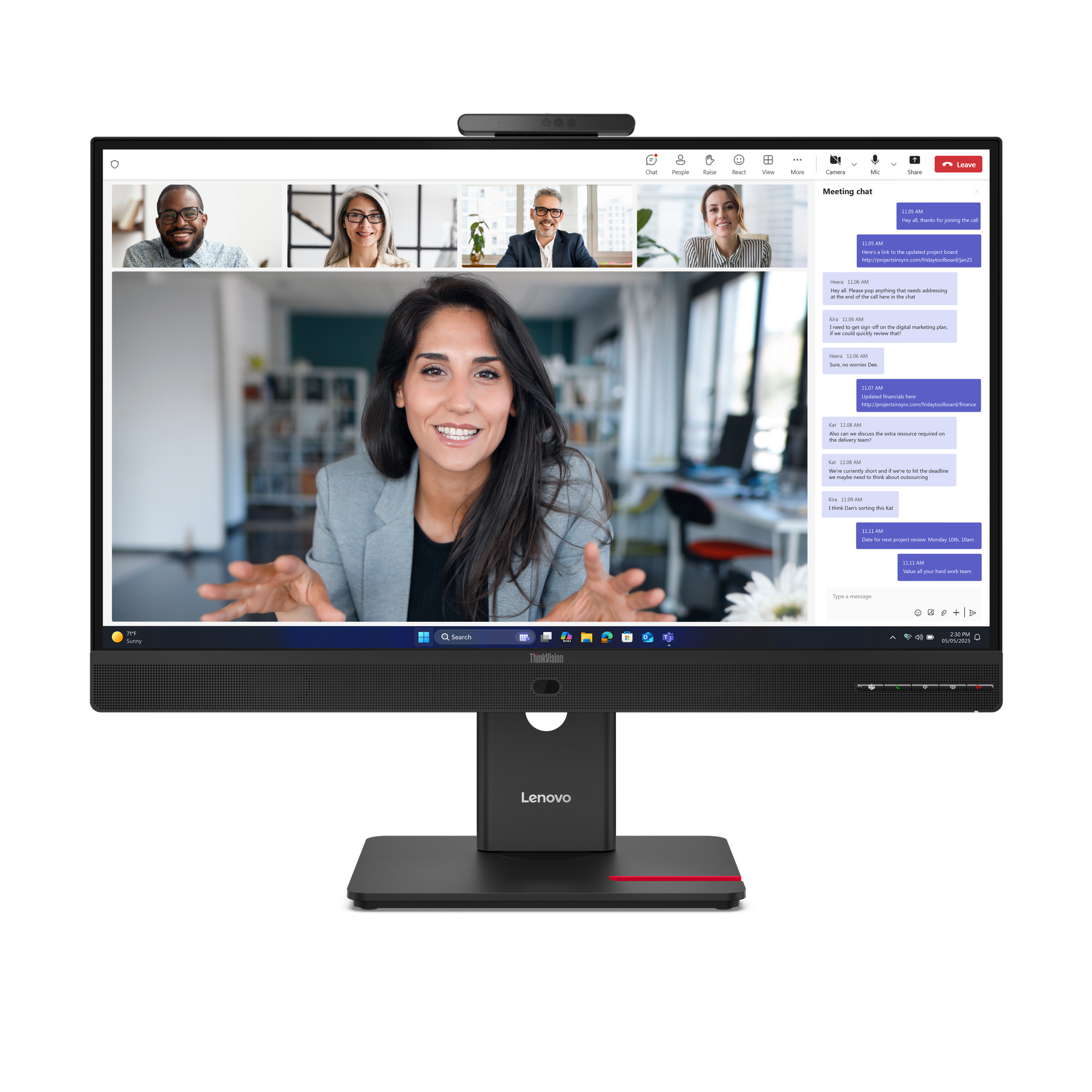 Lenovo 23,8" ThinkVision T24-4v Monitor - 1920x1080, Full HD, LED, IPS, Pivot, Hangszóró Fekete