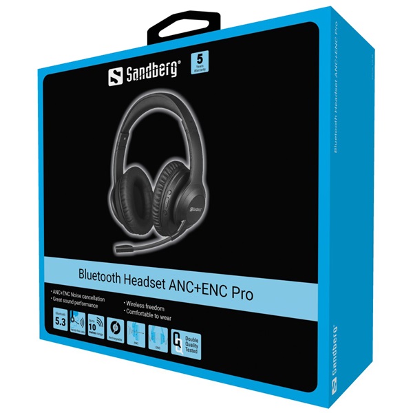 Sandberg   Bluetooth Headset ANC+ENC Pro Wireless Fejhallgató