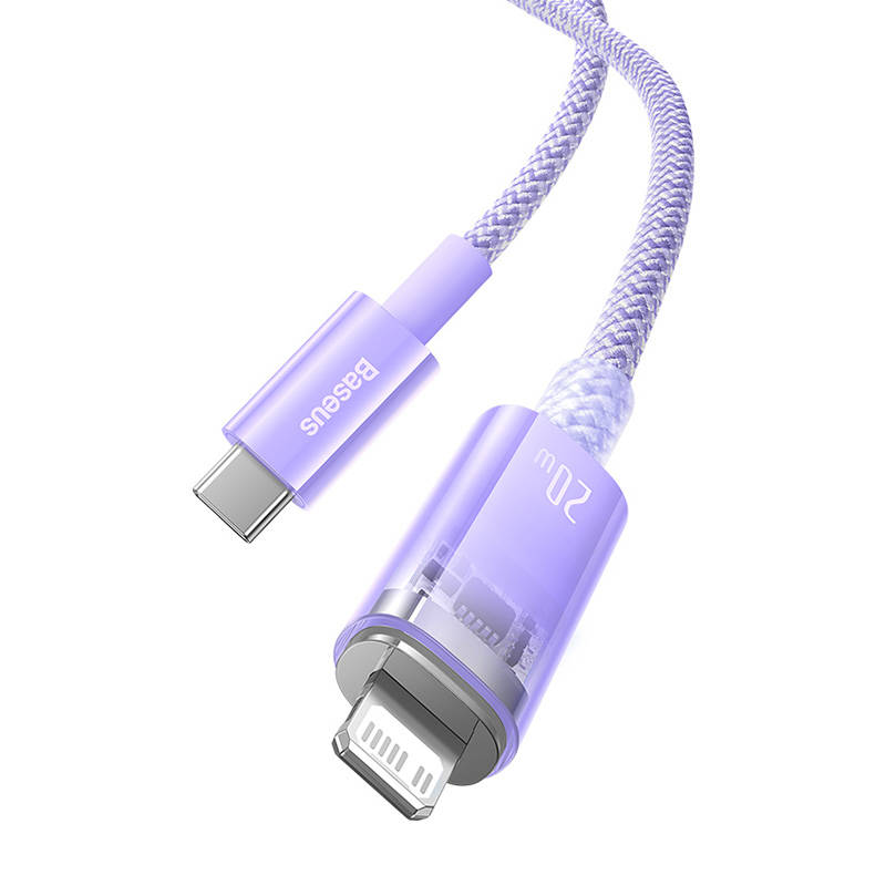 Fast Charging cable Baseus USB-C to Lightning  Explorer Series 1m, 20W (purple)