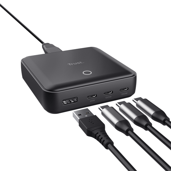 Trust Maxo 100W 4-port USB Desktop Charger Fekete