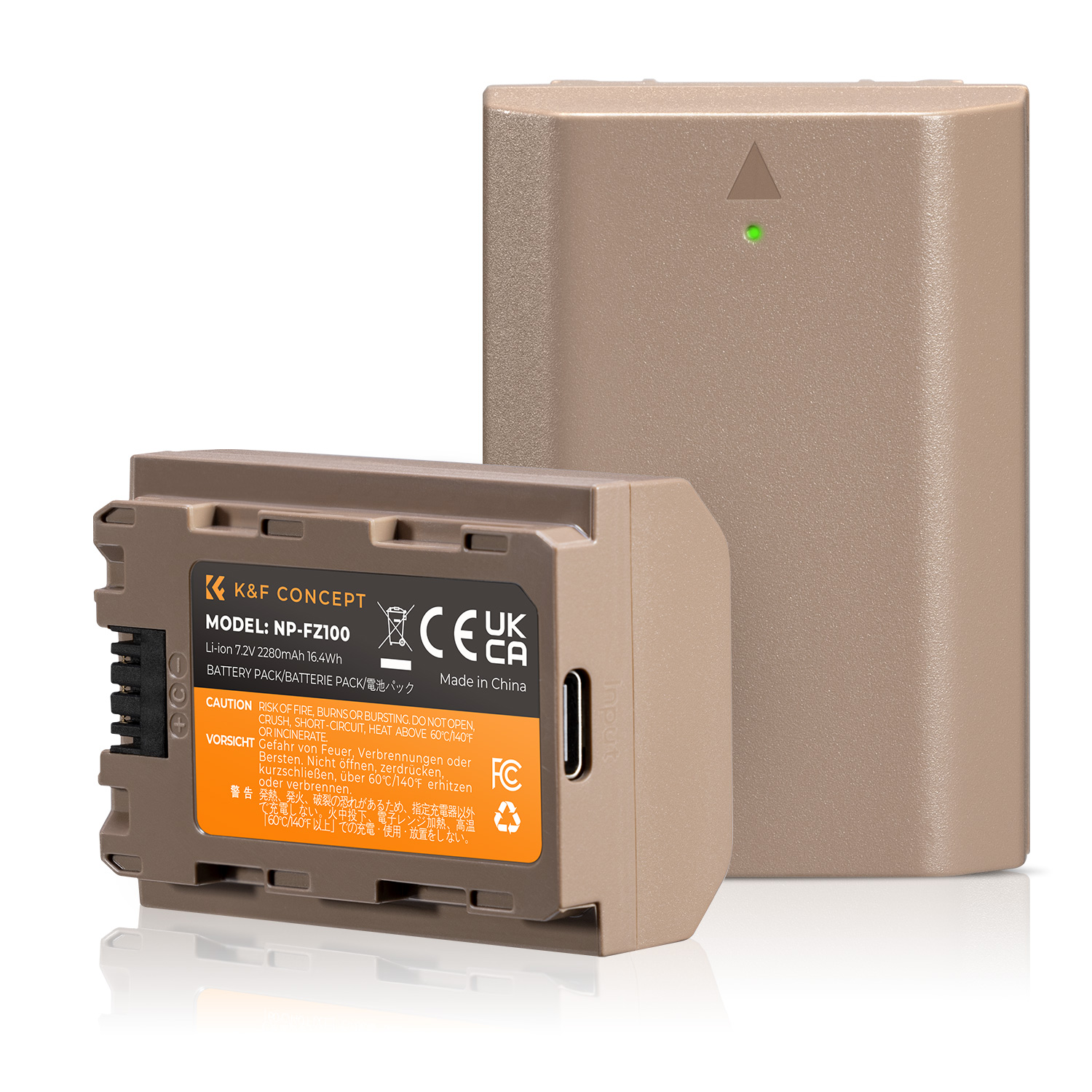 K&F Concept NP-FZ100 akkumulátor 2280mAh, USB-C csatlakozóval