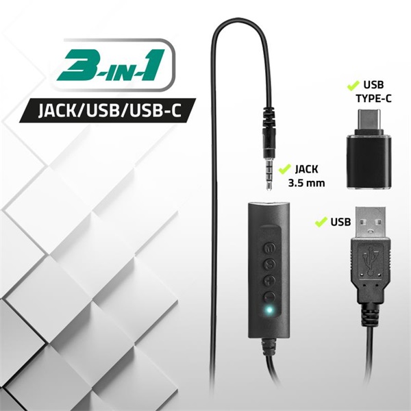 Advance SMARTPHONICS 750 3,5mm Jack/USB  1,9m kábel fekete Fejhallgató   