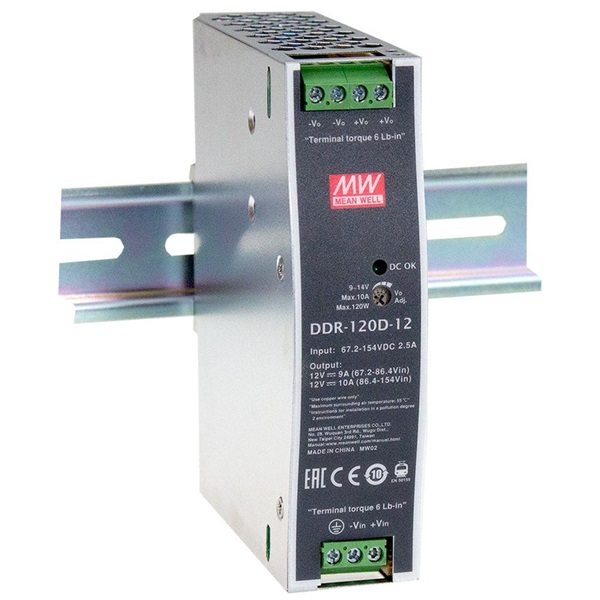 MEAN WELL DDR-120B-48 48VDC 2,1A 120W 4kV-ig szigetelt 1 kimenetű DC/DC konverter