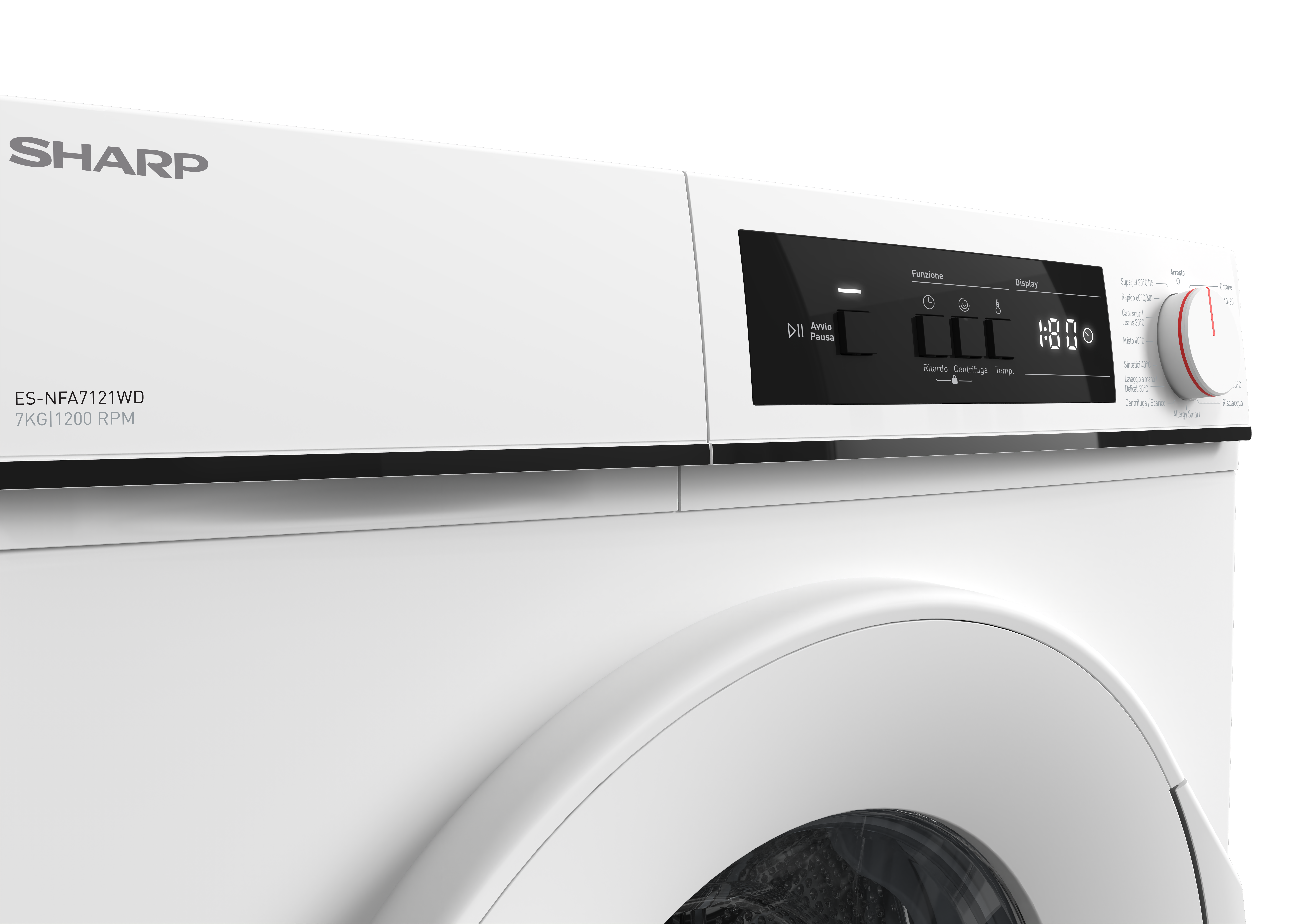Sharp ES-NFA7121WD-EE Elöltöltős mosógép – 7 kg, 1200 ford./perc, D Energiaosztály 