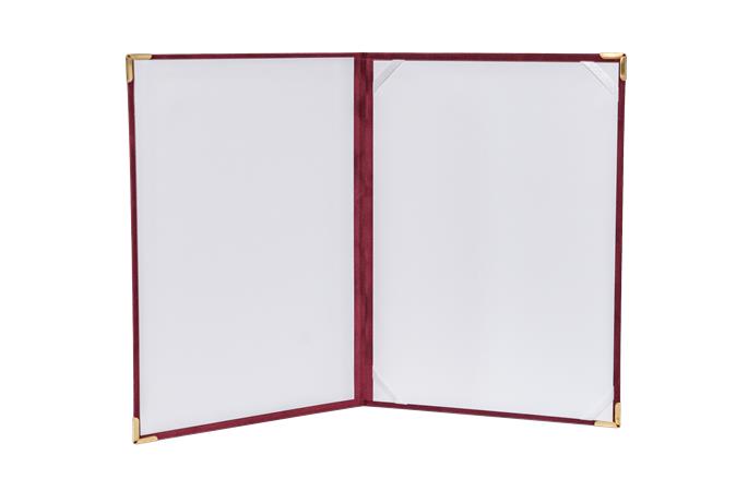 Oklevéltartó A4 exkluzív plüss  4 fém sarokkal Bordó