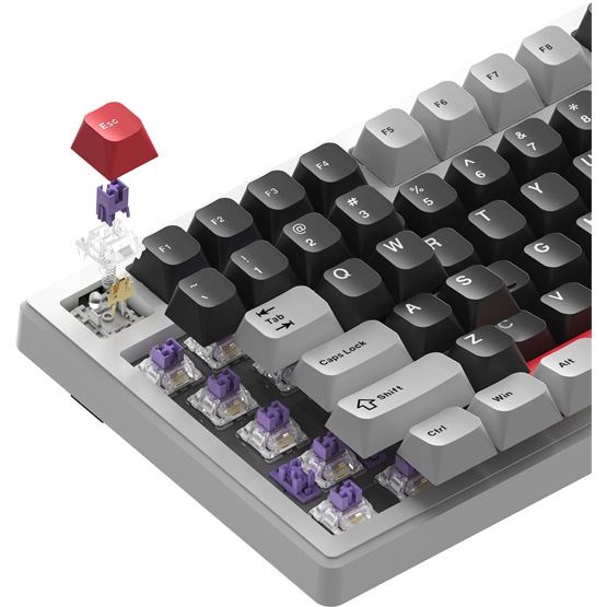 BILL MONKA Storm vezeték nélküli gaming billentyűzet - Fehér - US /MONKA Violet Linear/