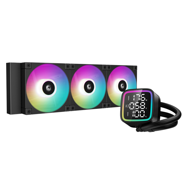 DeepCool CPU Water Cooler LD360 max 21dB max. 122,39 m3/h 3x12cm LED kijelző Fekete DeepCool CPU Water Cooler LD360 max 21dB max. 122,39 m3/h 3x12cm LED kijelző Fekete