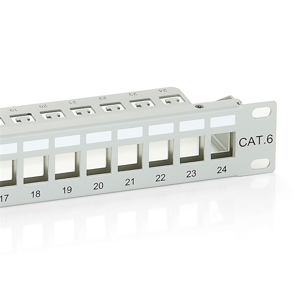 Equip  767124 24 port Cat6  1U  árnyékolt Keystone Patch Panel Szürke