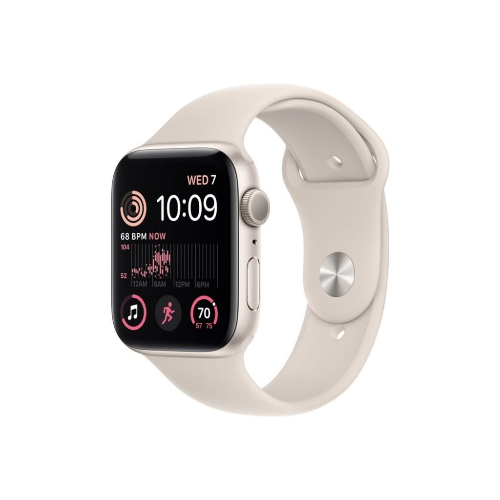 Apple Watch SE2 (2022) GPS 44mm csillagfény alumíniumtok, csillagfény sportszíj (MNJX3CM/A)
