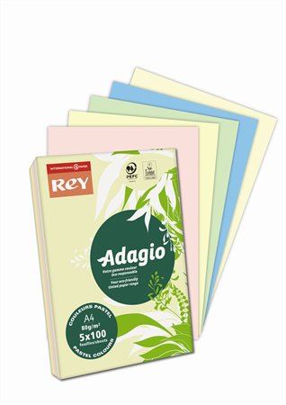 Rey "Adagio" Másolópapír színes A4 80g 5x100 lap pasztell mix (ADAGI080X908) Rey "Adagio" Másolópapír színes A4 80g 5x100 lap pasztell mix (ADAGI080X908)