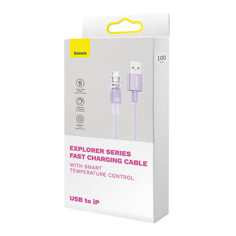 Fast Charging cable Baseus USB-A to Lightning  Explorer Series 2m, 2.4A (purple)