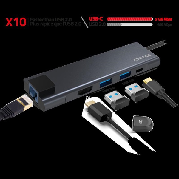 Advance USB Hub   XPAND SMART USB-C 5IN1 Fekete 