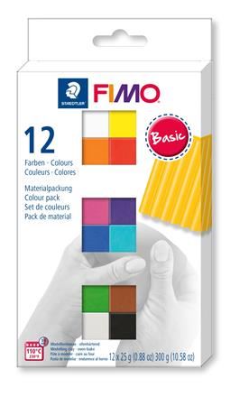Gyurma, készlet, 12x25 g, égethető, FIMO "Soft Basic", 12 különböző szín Gyurma, készlet, 12x25 g, égethető, FIMO "Soft Basic", 12 különböző szín