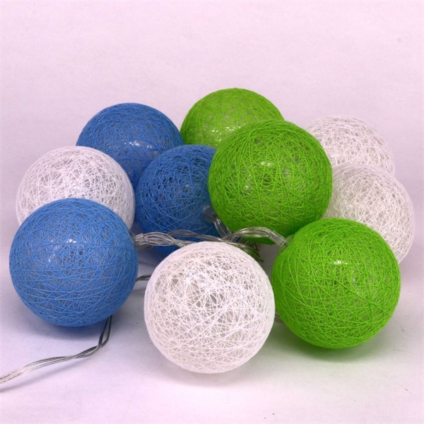 IRIS Gömb alakú 6cm/színes fonott/1,5m/zöld-kék-fehér/10db LED-es/USB-s fénydekoráció  (104-15) IRIS Gömb alakú 6cm/színes fonott/1,5m/zöld-kék-fehér/10db LED-es/USB-s fénydekoráció  (104-15)