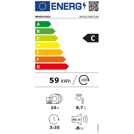 Whirlpool WH2IC10BS7LA0 MOSOGATÓGÉP BEÉPÍTHETŐ 10 TERÍTÉK
