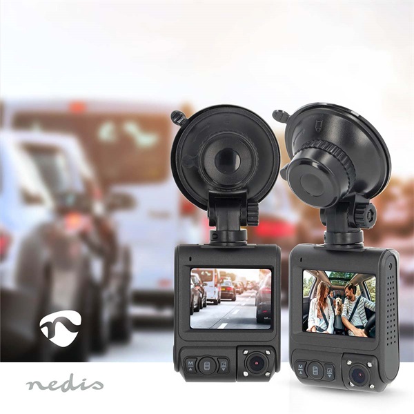 Nedis DCAM2024BK fedélzeti menetrögzítő kamera (dash cam), 4K@30fps, 12 MPixel, Wi-Fi, LCD, dupla kamera, GPS