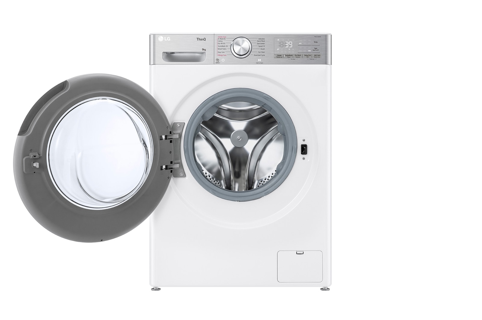 LG F4WR909P3W Elöltöltős mosógép – 9 kg, 1400 ford./perc, A Energiaosztály, TurboWash360, AI DD, Steam, LG ThinQ WiFi funkcióval