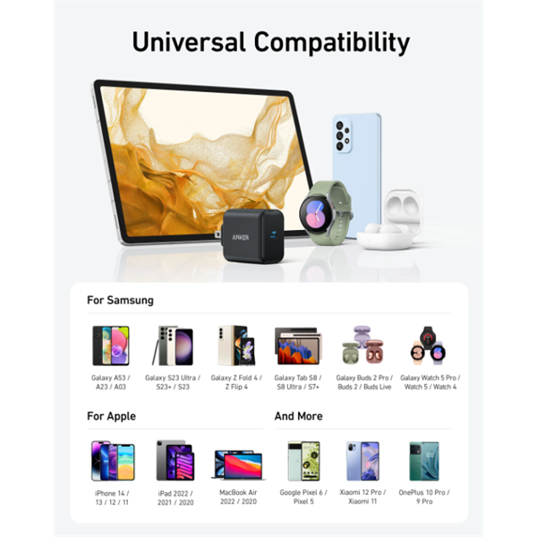 ANKER Hálózati Töltő, 312 (ACE), 25 W, USB-C, fekete - A2642G11 ANKER Hálózati Töltő, 312 (ACE), 25 W, USB-C, fekete - A2642G11