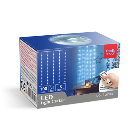 LED FÉNYFÜGGÖNY 3X1 M HIDEGFEHÉR