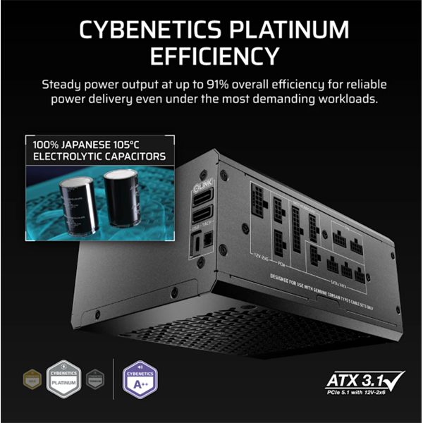 Corsair iCUE LINK HXi SHIFT Series, iCUE LINK HX1200i SHIFT 1200 Watt  Tápegység