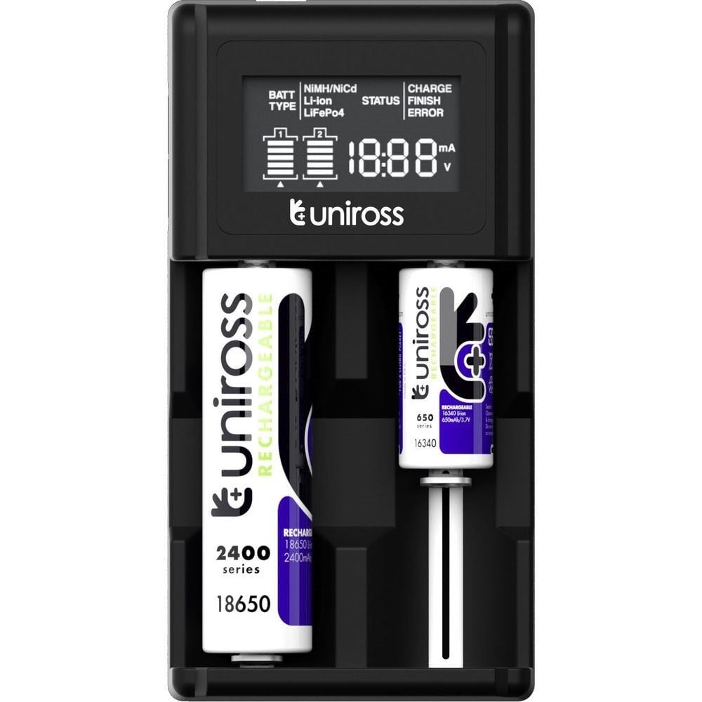 Uniross UCX004 kompakt LCD gyorstöltő Li-ion/Ni-MH/LiFePo4 akkuk töltésére Uniross UCX004 kompakt LCD gyorstöltő Li-ion/Ni-MH/LiFePo4 akkuk töltésére