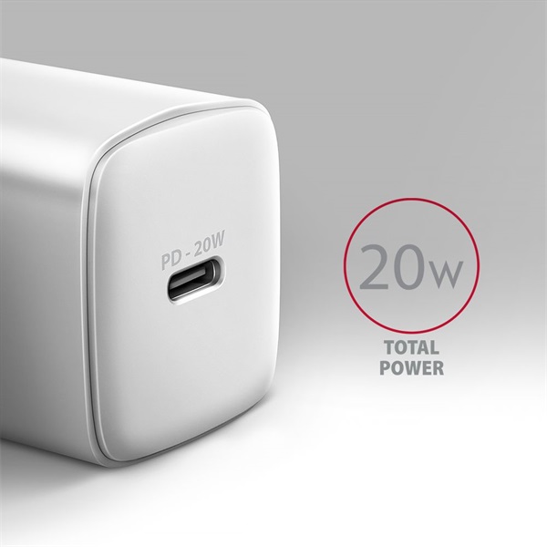 Axagon ACU-PD20W 20W PD 3.0 QC Type-C fehér hálózati töltő Axagon ACU-PD20W 20W PD 3.0 QC Type-C fehér hálózati töltő