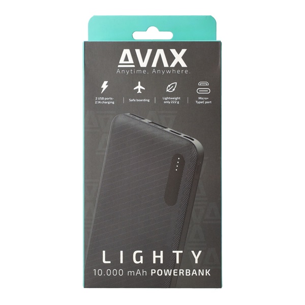 Avax PB104B LIGHTY 10000mAh PowerBank Fekete