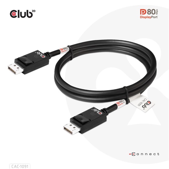 Club3D DisplayPort 2.1 Bi-Directional VESA DP80 Certified Cable 4K120Hz kábel Club3D DisplayPort 2.1 Bi-Directional VESA DP80 Certified Cable 4K120Hz kábel