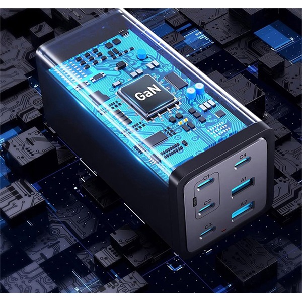 Conceptronic  OZUL06BE 4x USB-C+2x USB-A  200W telefon töltő adapter Fekete 