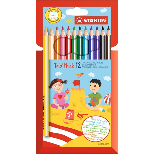 Stabilo Trio thick vastag 12db-os vegyes színű színes ceruza Stabilo Trio thick vastag 12db-os vegyes színű színes ceruza