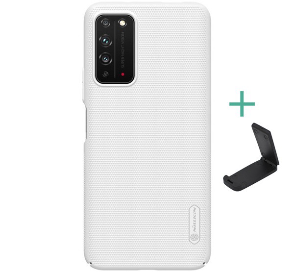 NILLKIN SUPER FROSTED műanyag telefonvédő (gumírozott, érdes felület + asztali tartó) FEHÉR [Honor X10 5G]