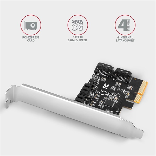Axagon 4x SATA port bővítő kártya PCIe (PCES-SA4X4)